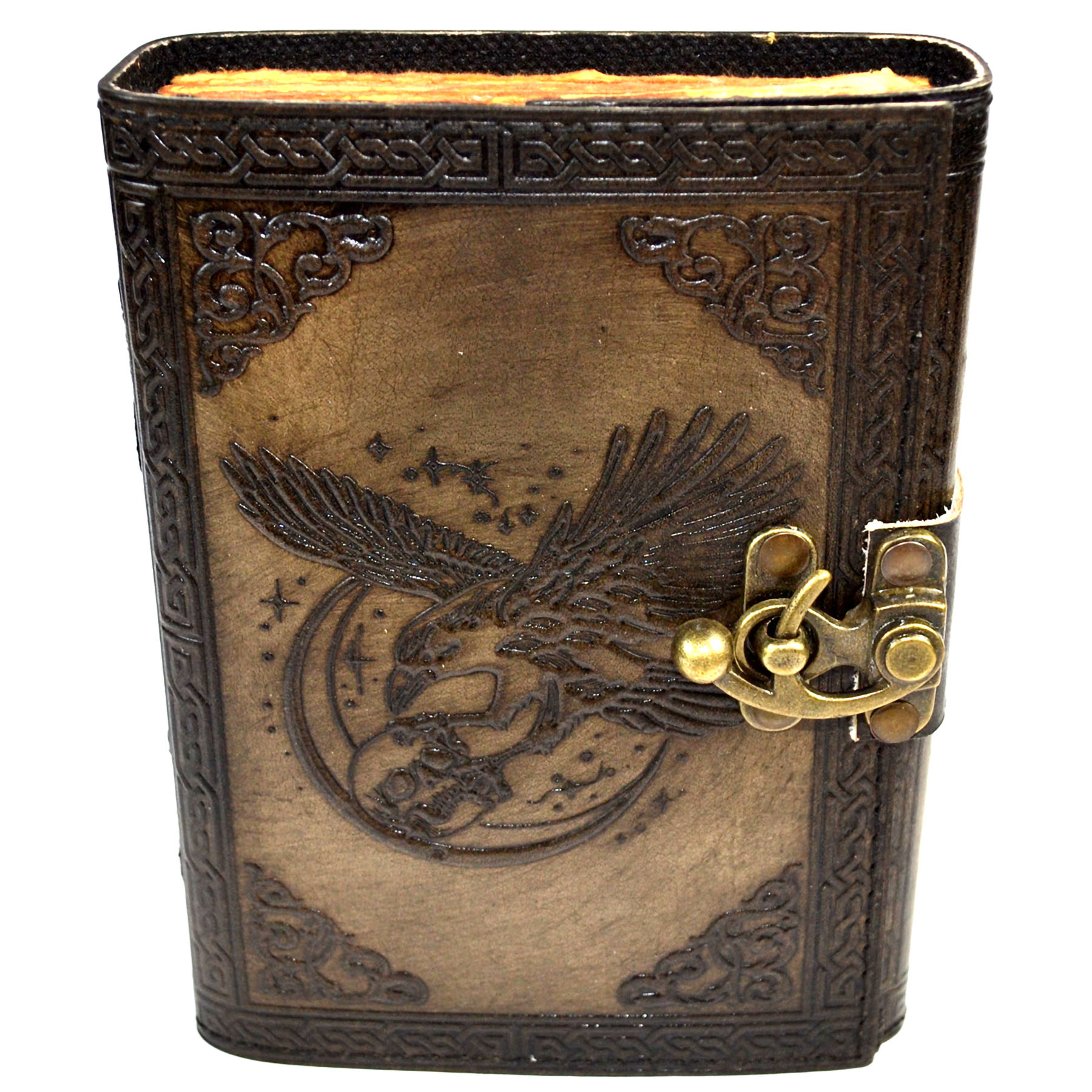 Raven & Skull aged looking paper leather w/ latch (image for) Raven & Skull aged looking paper leather w/ latch