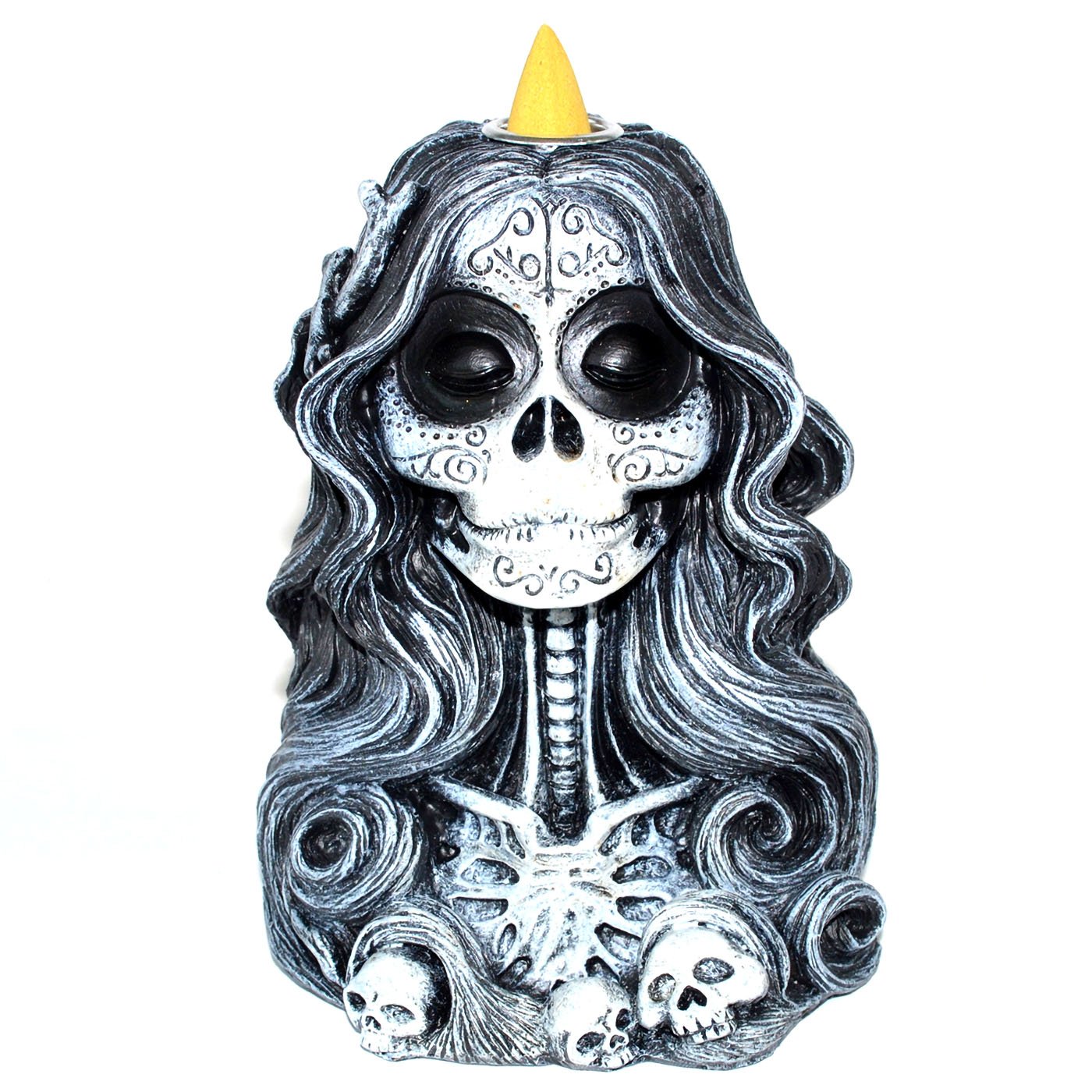 6" Santa Muerte back flow incense burner (image for) 6" Santa Muerte back flow incense burner