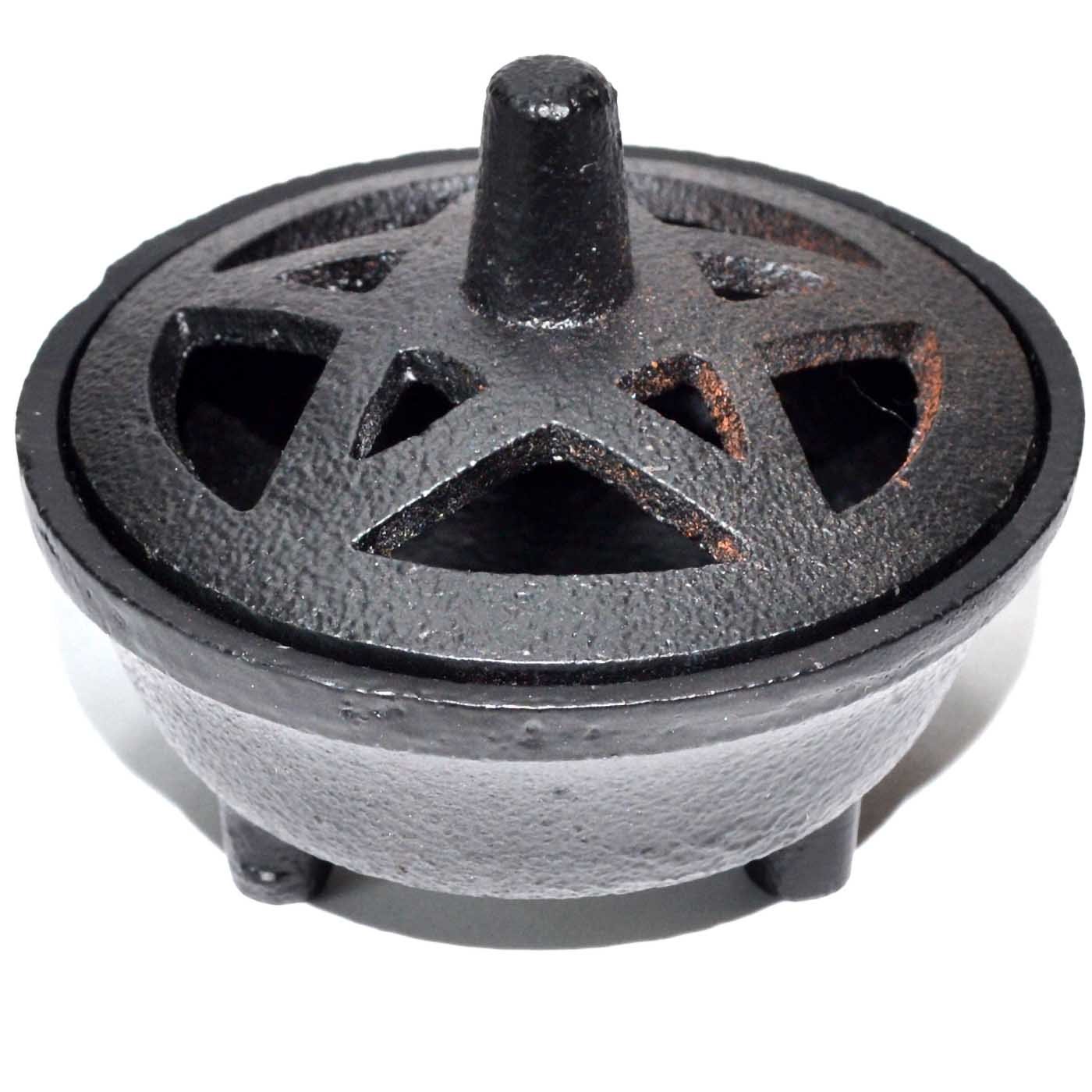 3 3/8" Cast Iron Pentagram cauldron (image for) 3 3/8" Cast Iron Pentagram cauldron