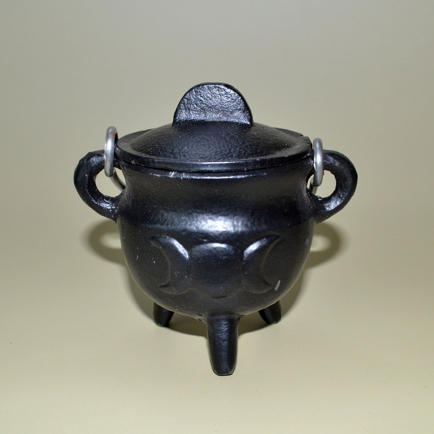 Triple Moon Cast Iron Cauldron w/ Lid 2 3/4" (image for) Triple Moon Cast Iron Cauldron w/ Lid 2 3/4"