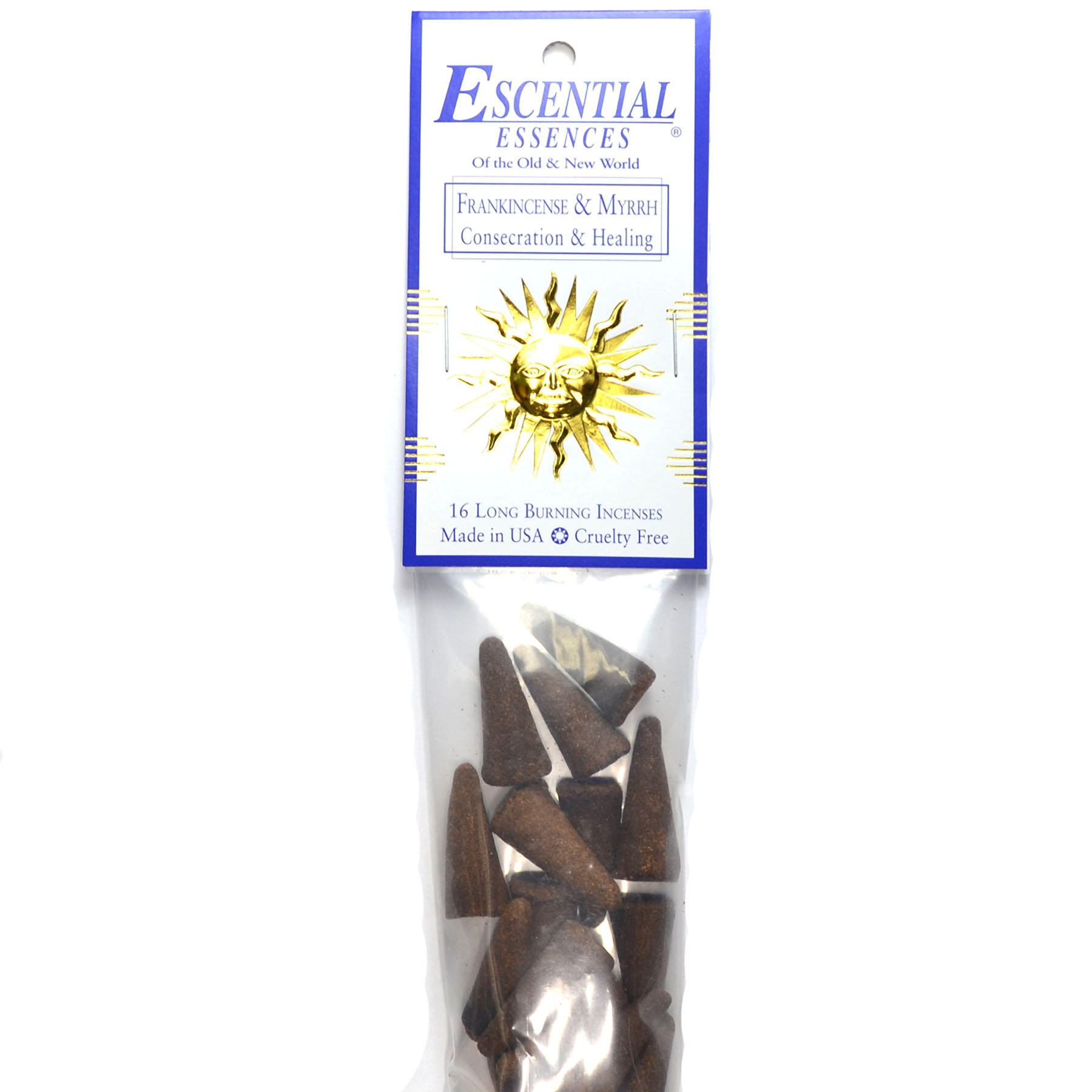 (image for) 16/pk Frankincense & Myrrh escential essences incense cones