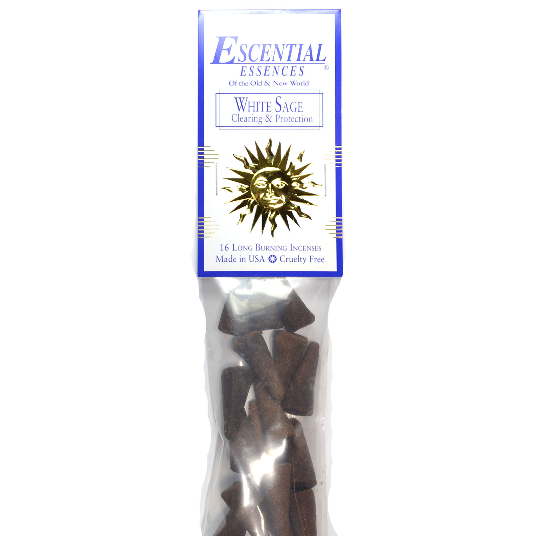 (image for) 16/pk White Sage escential essences incense cones