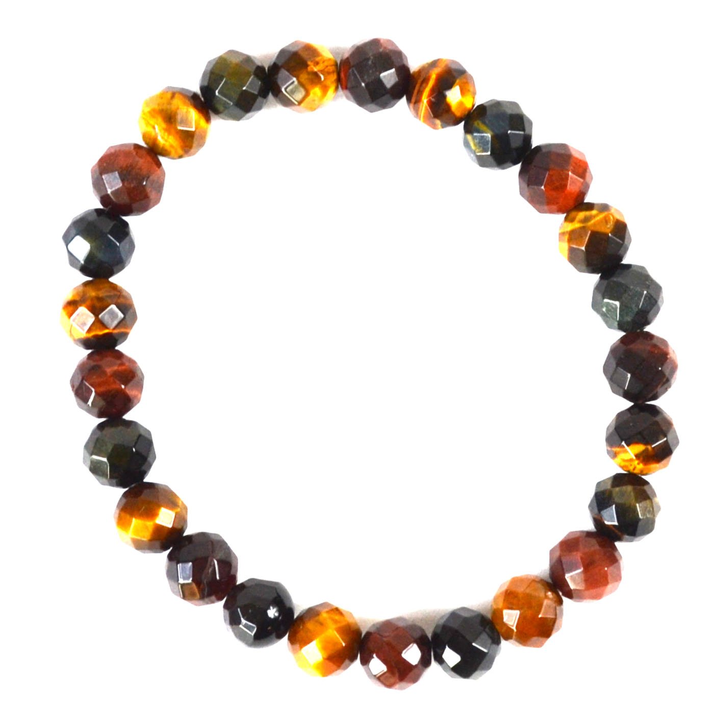 (image for) 8mm Faceted Tiger Eye, Tricolor
