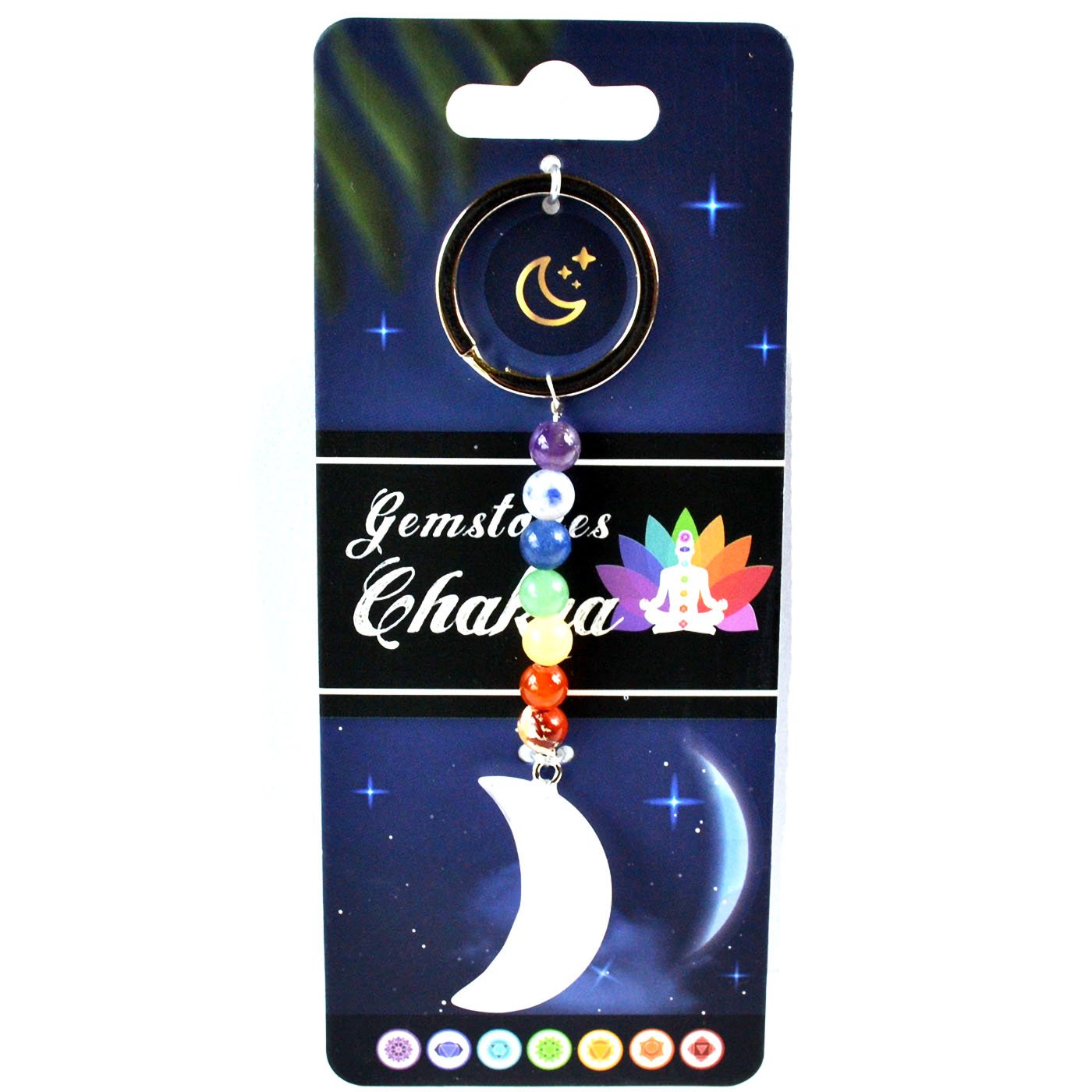 (image for) Cresent Moon W/ Chakra stones keychain