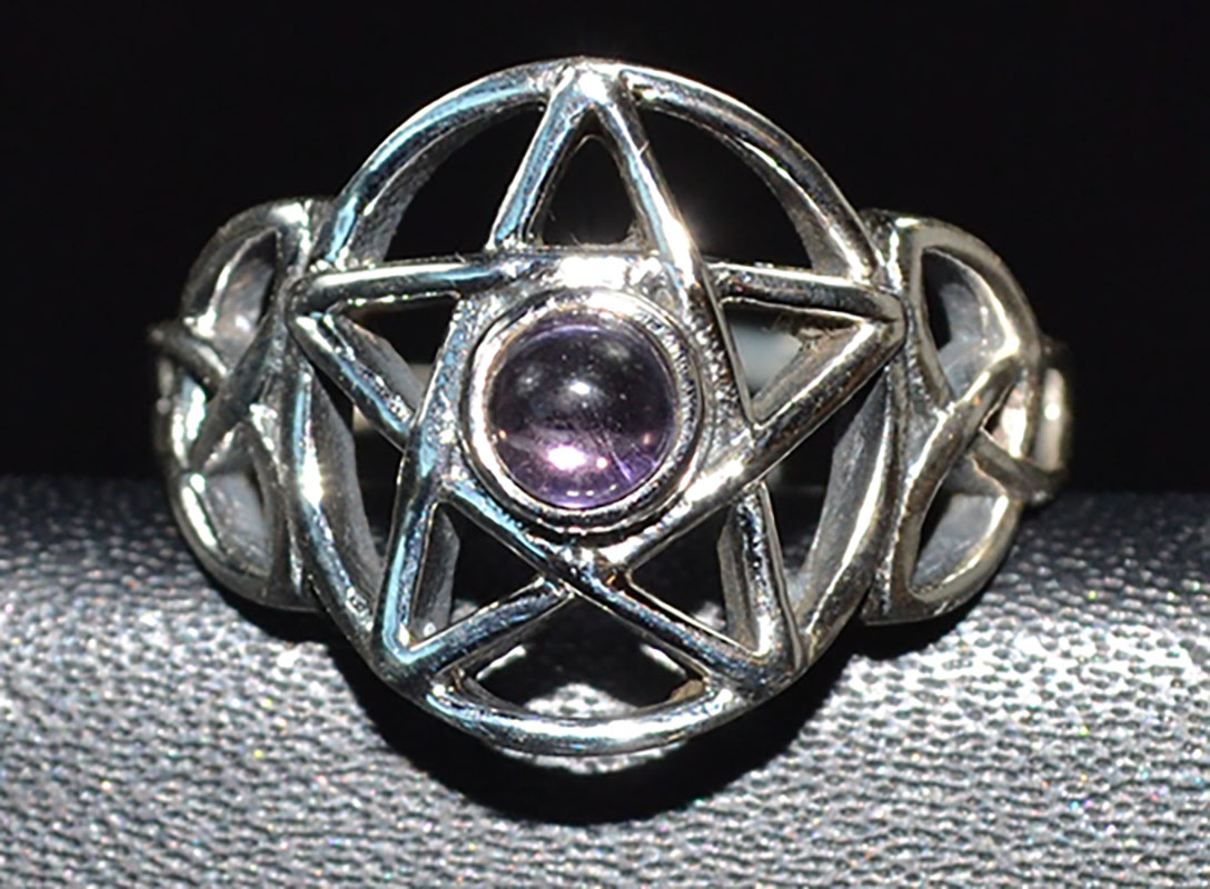 (image for) Amethyst pentagram ring adjustable